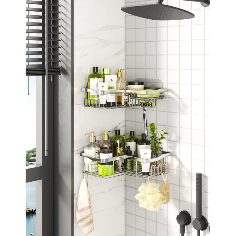 Belfry Bathroom Adhesive Stainless Steel Shower Shelf Wayfair.co.uk